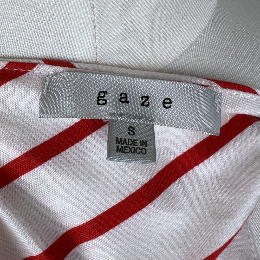 ON THRED UP - Gaze Red&White Striped Bodysuit Tank Rope Strap Double Lining - Picture 10 of 15